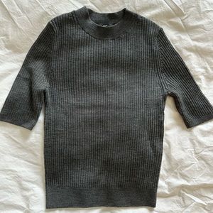 NWOT Uniqlo Extra Fine Merino Ribbed Mock Neck Sweater Charcoal Gray XS